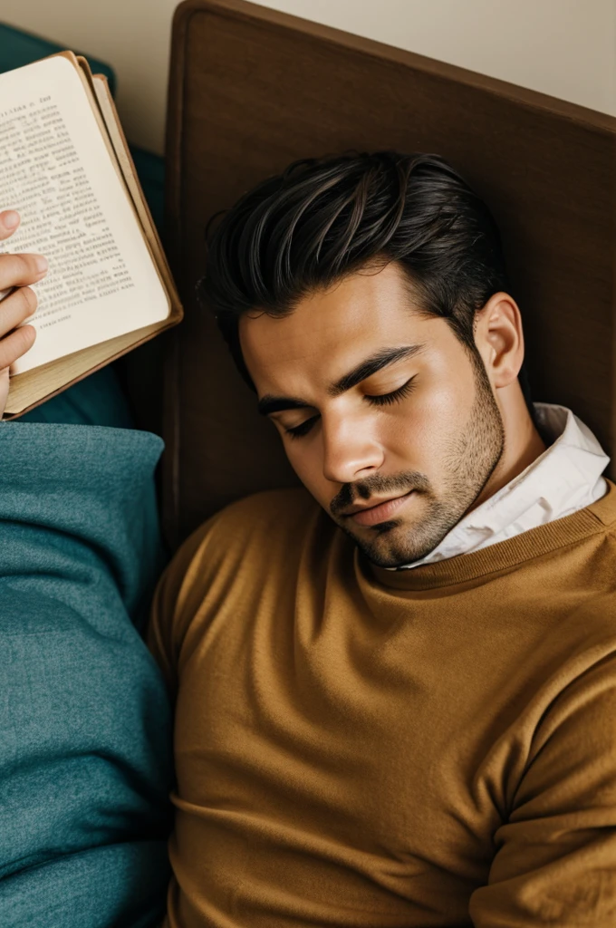 A man
sleeping soundly with a book on his face
