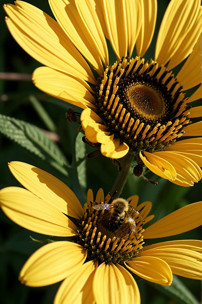 A bee on a yellow flower