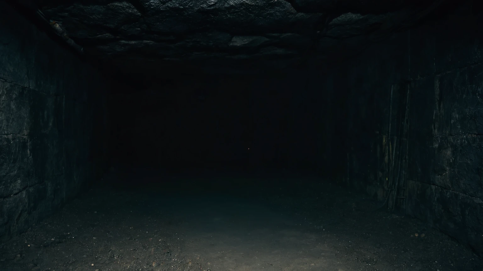 interior of a dark chamber with no lights, underground, background