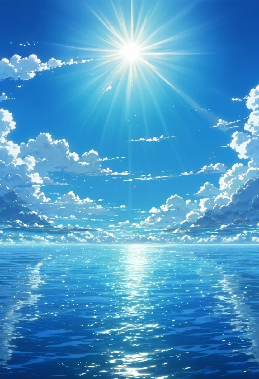 a picture of the sky with clouds and sun shining in the background, beautifull puffy clouds. anime, anime clouds, anime sky, blue sea. by makoto shinkai, beautiful anime scenery, cosmic skies. by makoto shinkai, anime. by makoto shinkai, by Makoto Shinkai, by makoto shinkai, ( ( makoto shinkai ) ), anime scenery, anime atmospheric, style of makoto shinkai, makoto shinkai. —h 2160, makoto shinkai. high detail, wallpaper anime blue water, luminous sky heaven background, clouds. fantasy, anime landscape wallpaper, makoto shinkai art style.(quality-8k)