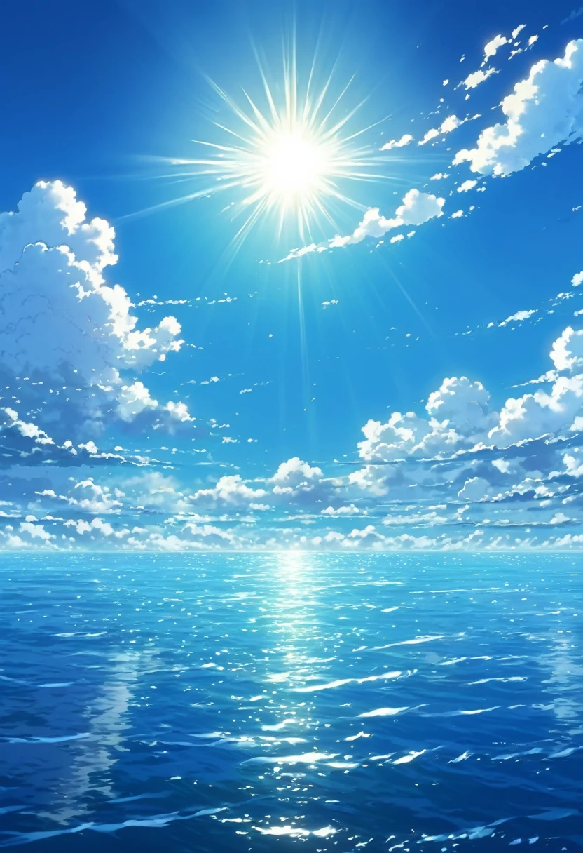 a picture of the sky with clouds and sun shining in the background, beautifull puffy clouds. anime, anime clouds, anime sky, blue sea. by makoto shinkai, beautiful anime scenery, cosmic skies. by makoto shinkai, anime. by makoto shinkai, by Makoto Shinkai, by makoto shinkai, ( ( makoto shinkai ) ), anime scenery, anime atmospheric, style of makoto shinkai, makoto shinkai. —h 2160, makoto shinkai. high detail, wallpaper anime blue water, luminous sky heaven background, clouds. fantasy, anime landscape wallpaper, makoto shinkai art style.(quality-8k)