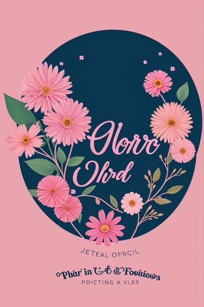 Circular logo with pink background that says small details with images of eternal flowers and details