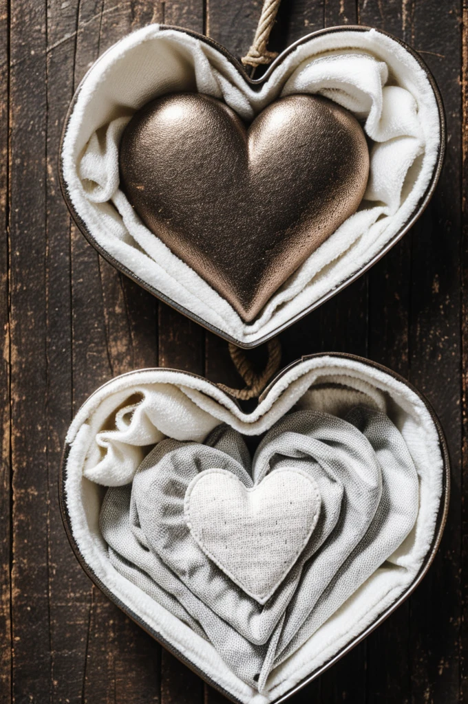 A heart that is made of metal and cotton