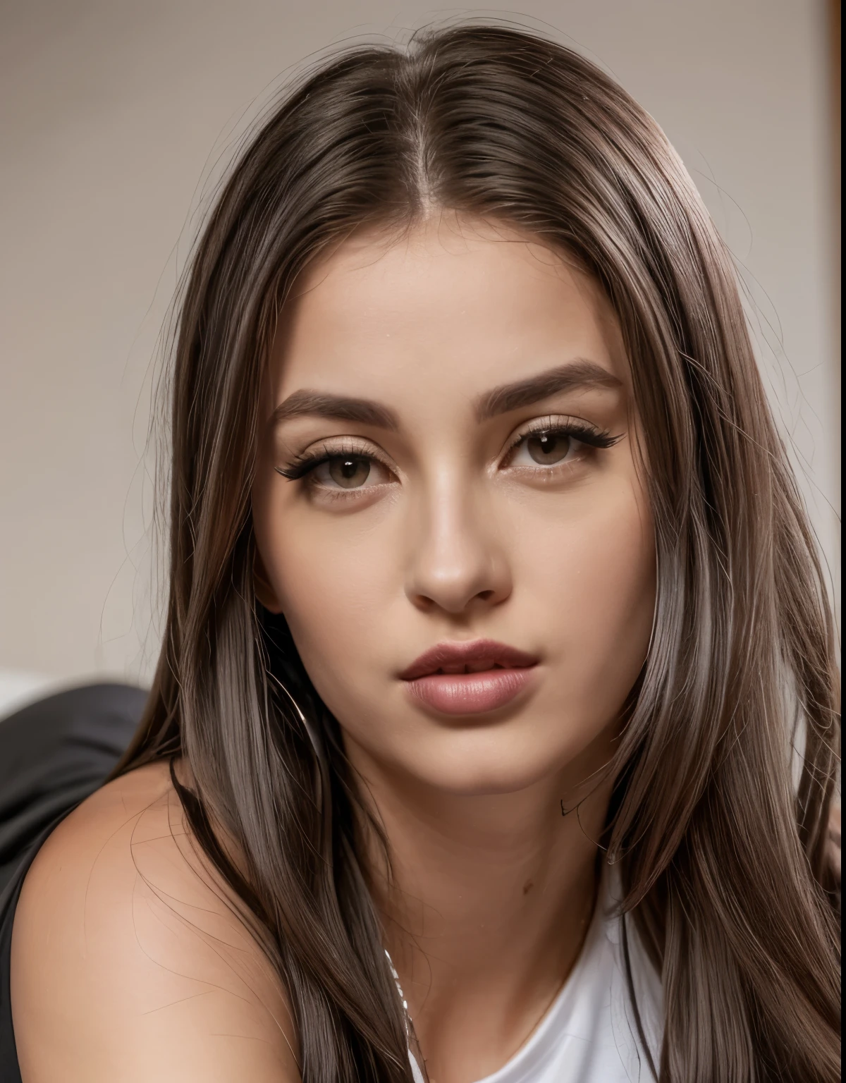 cinematic film yet (realistic, photorealistic), wear a sleeveless blouse and joggers: comfortable, ,ultra textured leather,sharp focus on the subject , realistic , MaddieMayKieron woman,, (high quality leather), (High detail of the skin of the face), (realistic iris), (realistic pupils), (skin pores), (skin imperfections:0.27), . shallow depth of field, vignette, very detailed, big budget Hollywood film, hips, synoscope, capricious, epic, fabulous, Granularity, grainy,color Velvia 100,face looks straight into the camera, Full face.