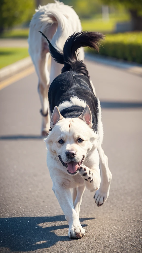 The dog is chasing its tail