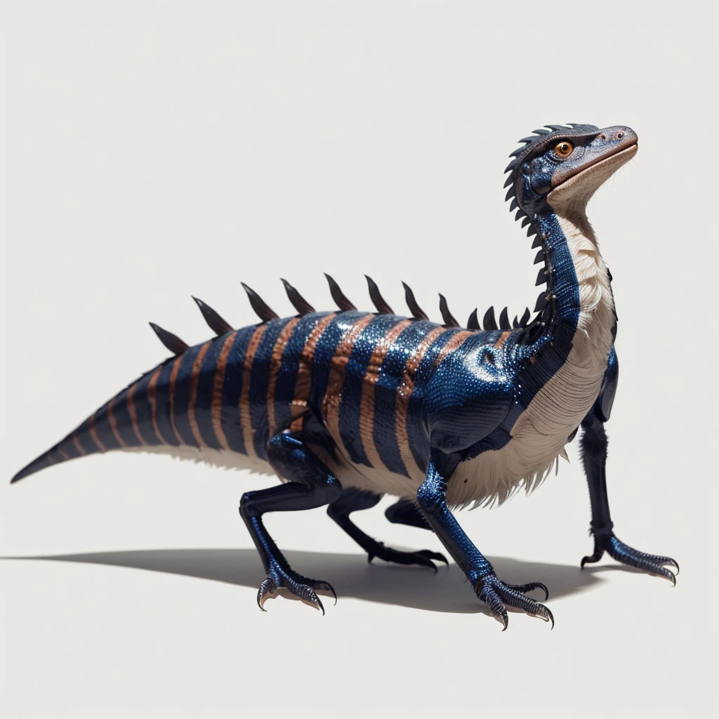 Small Animaly, generate Velociraptor mixed with cockroach, (the skin is Stone), has blue stripes on his skin, white eyes, Grassroots, no background