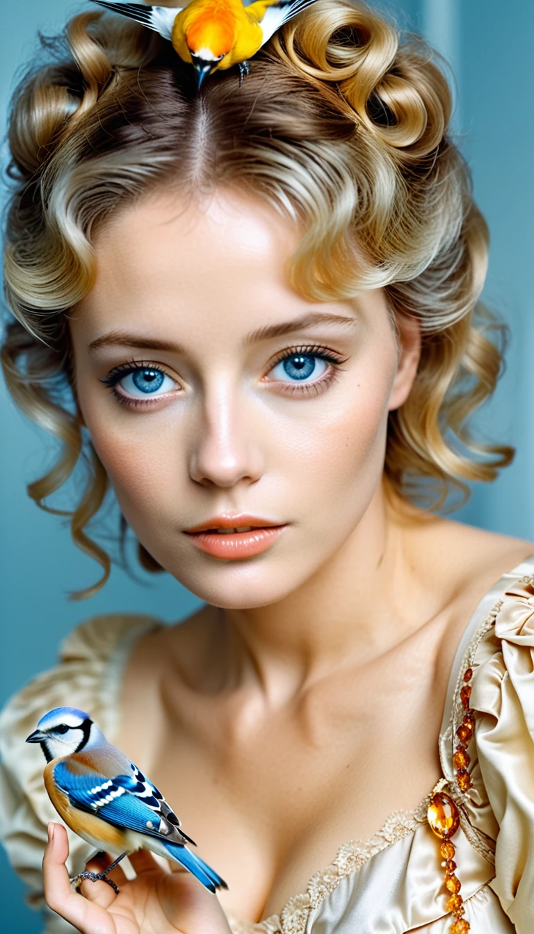 ((Best quality)), ((masterpiece)), ((realistic)), A blonde girl with intense blue eyes and thick, red lipstick on her full lips, exploring inside a cave with soft, artificial lighting. The artwork should be created in a dark and contrasting color scheme, emphasizing the mysterious atmosphere. It should be a digital painting in a realistic style, showcasing intricate details of the cave and the girl's features. The final piece should be of high definition, portraying the girl as the focal point on eye level, creating a scenic masterpiece, Cinematic, Hyper-detailed, insane details, Beautifully color graded,(masterpiece:1.2, best quality), (real picture, intricate details), (1lady, solo, curvy upper body, big ) The clothes are gold avant-garde, avant-garde, Experiment with appearance:curlies,Dramatic makeup,Unconventional fashion choice behavior:rebelliousness、non-conformist、Provocation location:demon eyes,urban art district --v testp, CARTOON_DC_powergirl_ownwaifu, 3d character, eyes