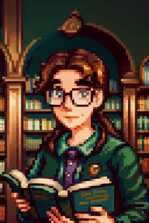 The Loch Ness monster wearing reading glasses, and working as a librarian at a bookstore