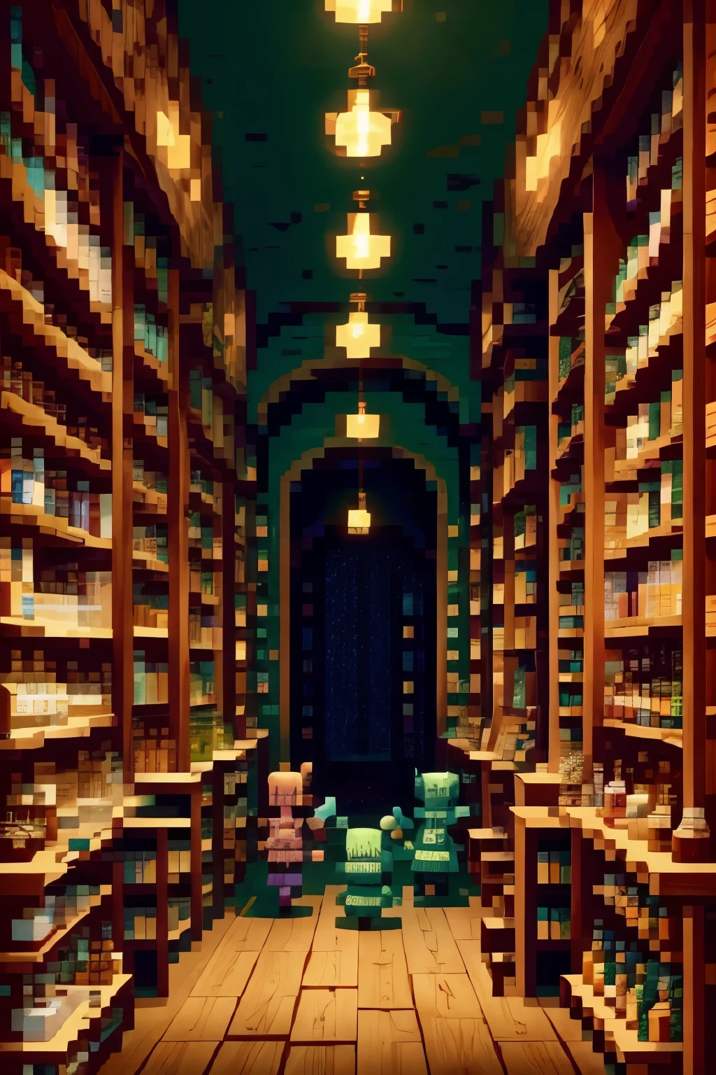 Adorable monsters running a potion shop. They are too short to reach most of the products on shelves and tables, so some are trying to climb the furniture.