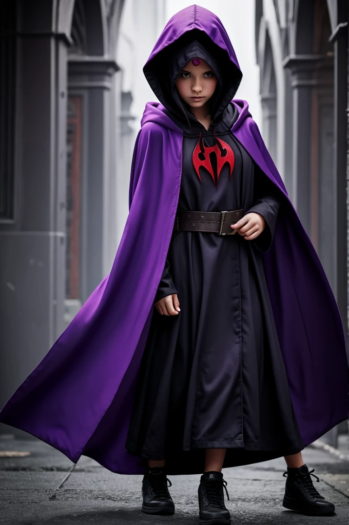 Spawn a hooded girl from a half-demon purple cloak