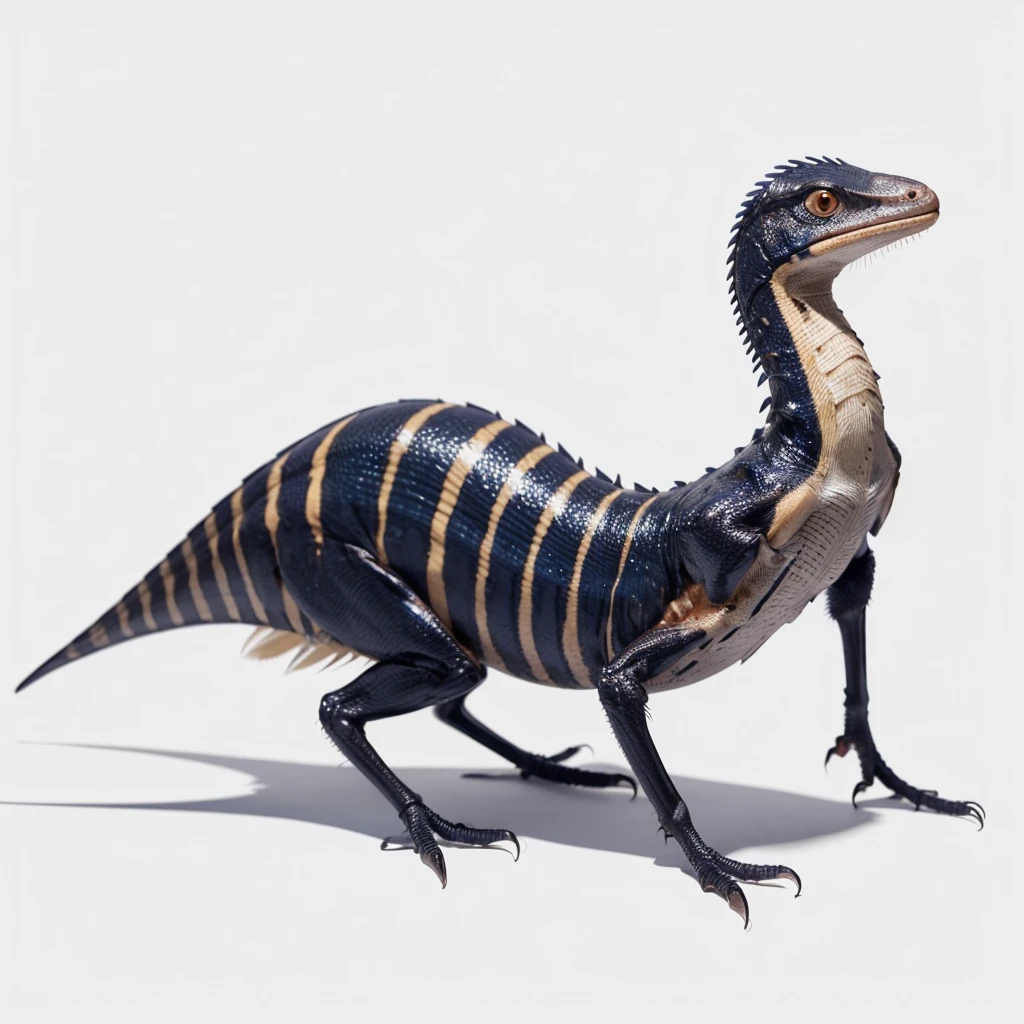 Small Animaly, generate Velociraptor mixed with cockroach, (the skin is Stone), has blue stripes on his skin, white eyes, Grassroots, no background 