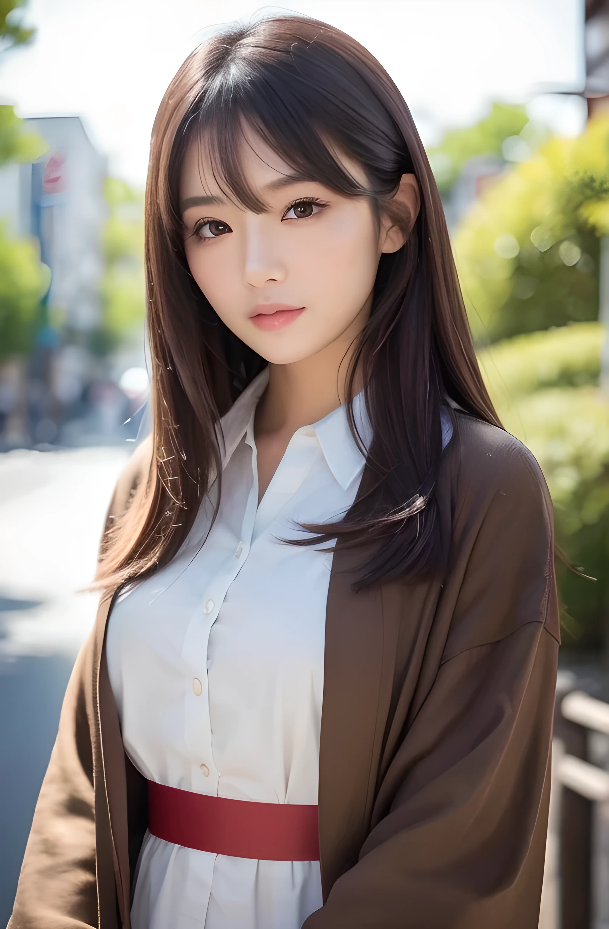 masutepiece, Best Quality, Illustration, Ultra-detailed, finely detail, hight resolution, 8K Wallpaper, Perfect dynamic composition, Beautiful detailed eyes,  Natural Lip,Blazer ,School uniform, cleavage, Full body, 大きな胸, 