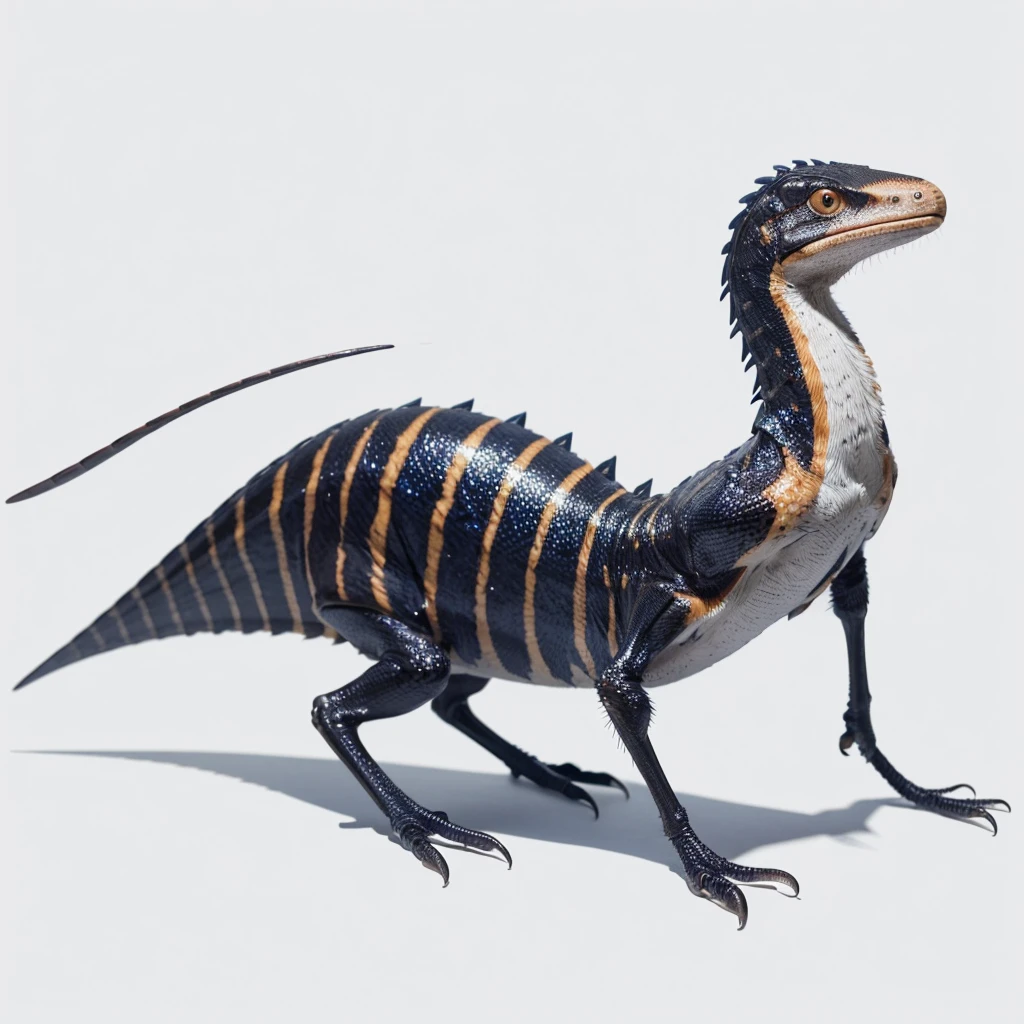 Small Animaly, generate Velociraptor mixed with cockroach, (the skin is Stone), has blue stripes on his skin, white eyes, Grassroots, no background
