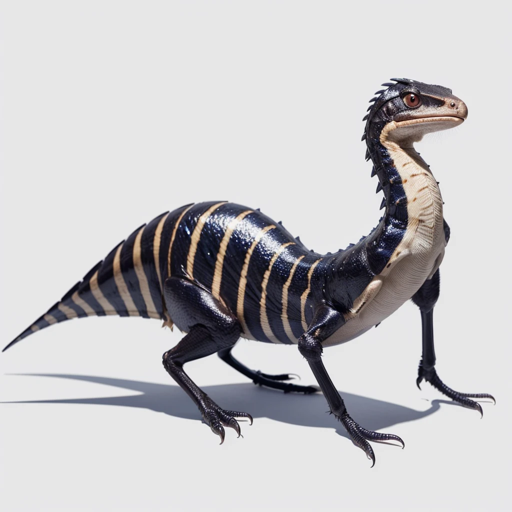 Small Animaly, generate Velociraptor mixed with cockroach, (the skin is Stone), has blue stripes on his skin, white eyes, Grassroots, no background