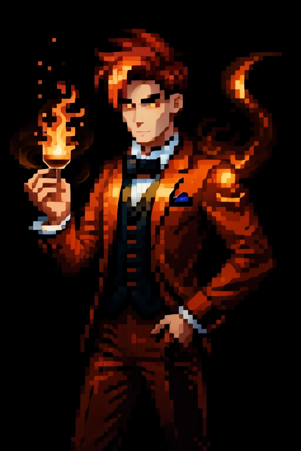 Demon butler in a beautiful flaming suit