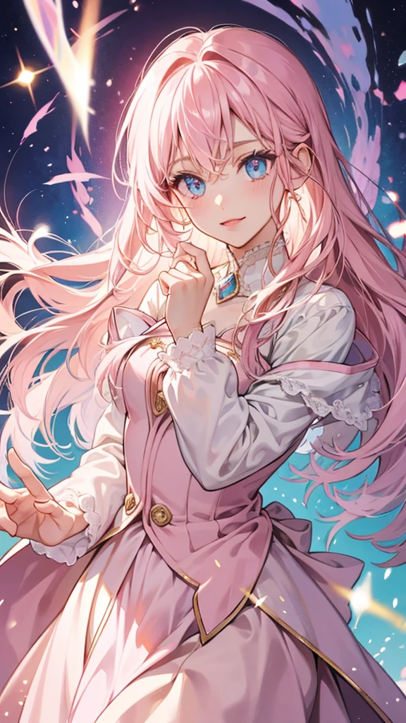 Light pink,gem,magic, Shining eyes,Long hair