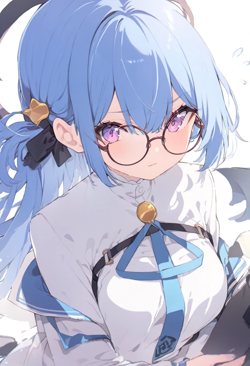 Blue Hair ponytail Glasses uniform