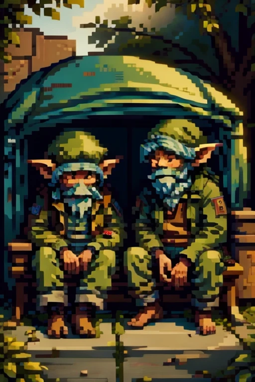 Homeless goblins sitting in a