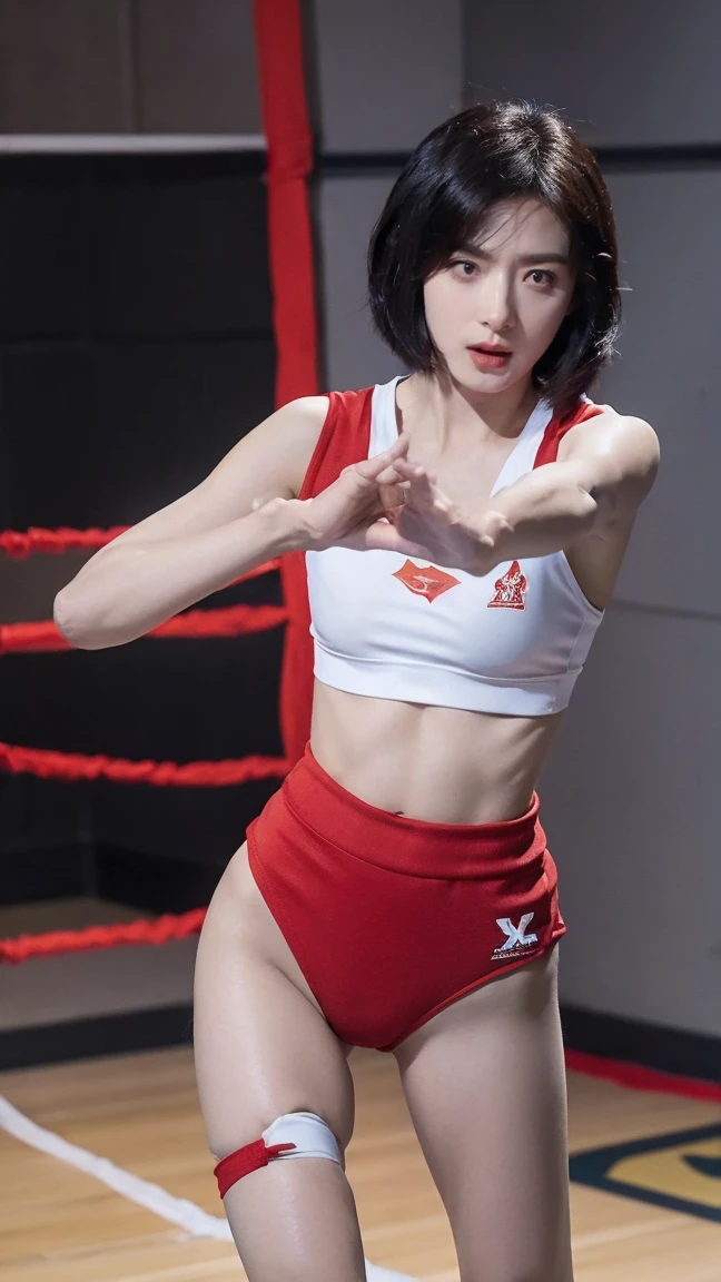 (masterpiece), best quality, expressive eyes, perfect face, HD, 4K, Thailand MMA girl, killer, tanned, (masterpiece), best quality, expressive eyes, perfect face, 1girl, beautiful face, Beauty of beauty, (shinny skin, bob cut with movement), black eyes, eyebrows, Looking at Viewer, red polyester bodysuit, smiling look, smile expression, standing in frustration, Black hair, (large swaying chest, A slender,), full body, bandage wrapped legwear, muscles, collarbone, slim waist, slim athletic build, Studio Lighting, Muaythai headband, bandage MMA gloves, Sweating, underworld fighting room, Thai face, (masterpiece), best quality, expressive eyes, perfect face, Thailand MMA girl, killer, tanned, (masterpiece), best quality, expressive eyes, perfect face, 1girl, beautiful face, Beauty of beauty, (shinny skin, bob cut with movement), black eyes, eyebrows, Looking at Viewer, red polyester, Fatigued look, bloodthirsty expression, standing in frustration, Black hair, (large swaying chest, A slender,), full body, bandage wrapped legwear, muscles, collarbone, slim waist, slim athletic build, Studio Lighting, Muaythai headband, bandage MMA gloves, Sweating, underworld fighting room, Thai face, hard knee veins, MuayThai, perfect anatomy, bandaged foot, feet, dolphin shorts, solo, cum inside, sperm inside, wet shorts, Mizuno brand clothing, kickboxing, kicking feet, kick pose, veins knee, two leg, bandages, bandage fighter, obliques, MuayThai, perfect anatomy, bandaged foot, feet, MMA shorts, solo, cum inside, sperm inside, wet shorts, kicks, Her Name, Thai face woman, bleeding, wounded, bruises, rich wealth, tanned skin, tan skin
