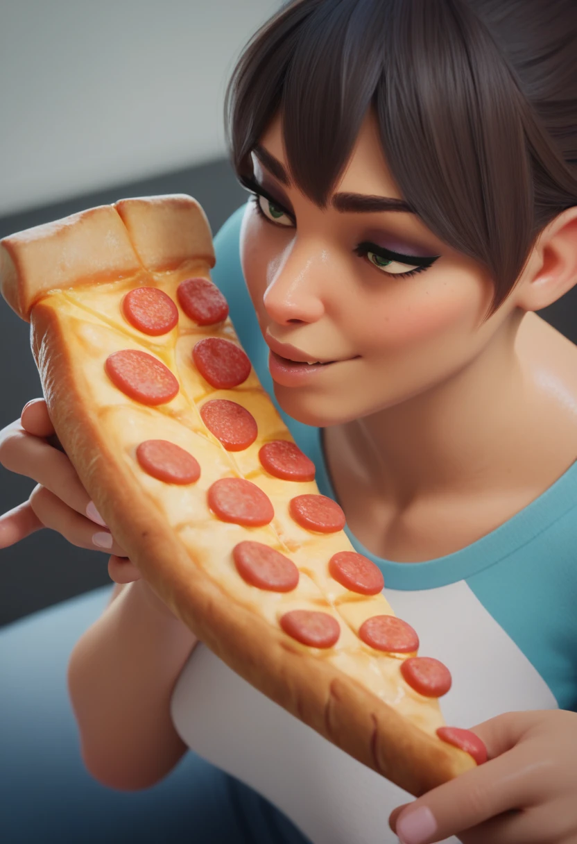 sexy woman serving pizza