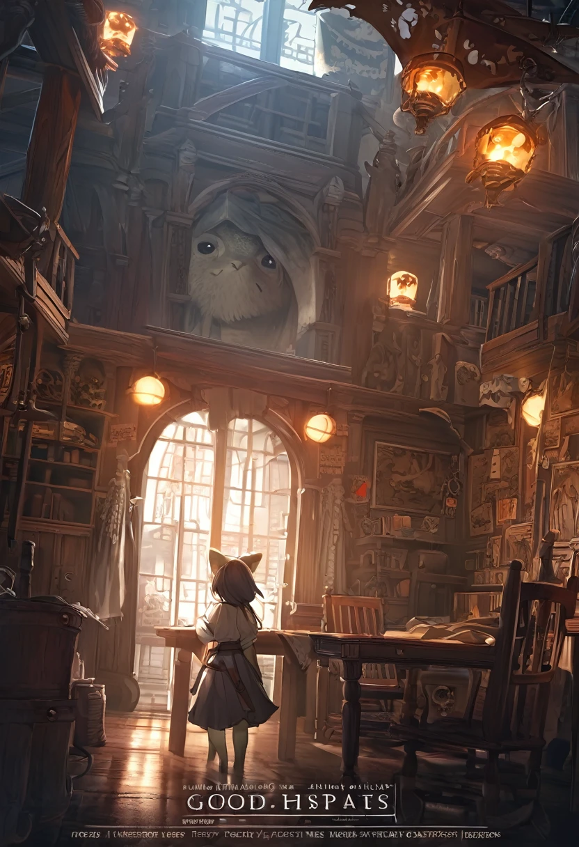cover page, highres, top quality, best quality, paid reward available, unparalleled masterpiece, perfect artwork, absurdres, High-quality illustrations, super high resolution, detailed background, perfect ???????(kemono, furry anthro, boy, girl)Hospitals with power outages, Spooky creatures, Pirate Ship, a pirate, good lighting, cinematic shadow,