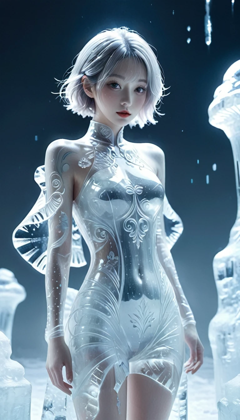 ,bail_ice_sculpture,A girl made of ice,Solitary,view,Slender,In winter,Set,
sketch,Minimalism,pencil drawing,Clear lines,(Double contact:1.5),Exquisite jewelry,In,(Upper thigh shot:1.3),full-body shot,Low angle shot,(Tattoo:1.3),Tyndall effect,Soft Focus,4K,High Dynamic Range,
[High Dynamic Range:0.9],Acid Chart,plant1girl,Fantasy Art,[Detailed and vivid face:0.33],[Outerwear dress:0.15],[Korean Pop:0.417],[Hip lift:0.4],masterpiece,(trash-polka Tattoos:1.4),(Translucent luminous body:1.3),simple design,Silhouette of a beautiful woman and a glowing,Shadow World,错综复杂的艺术品masterpiece,((White background 1.5)),
(sling:0.6),