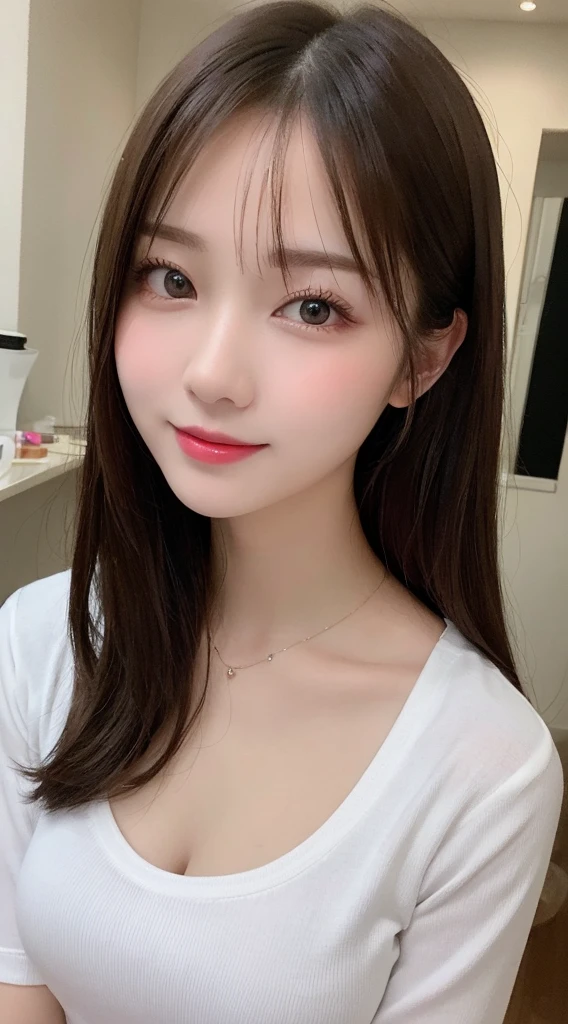 Tabletop, Highest quality, shape, Very detailed, finely, High resolution, 8k wallpaper, 完璧なダイナミックな構shape, Beautiful and exquisite, Nice spring clothes,Beautiful straight hair,Small breasts,Natural color lip, 20-year-old girl、cute、Always blur the background,Perfect and beautiful face,Beautiful and dense face、Slim face and figure,Big eyes、Putting on gal makeup,Actual Photos(Best image quality)、Sexy Face、Fashion model posing、Full Body Shot、smile、Change pose randomly、Randomly change the shooting angle and position、Summer fashion for women