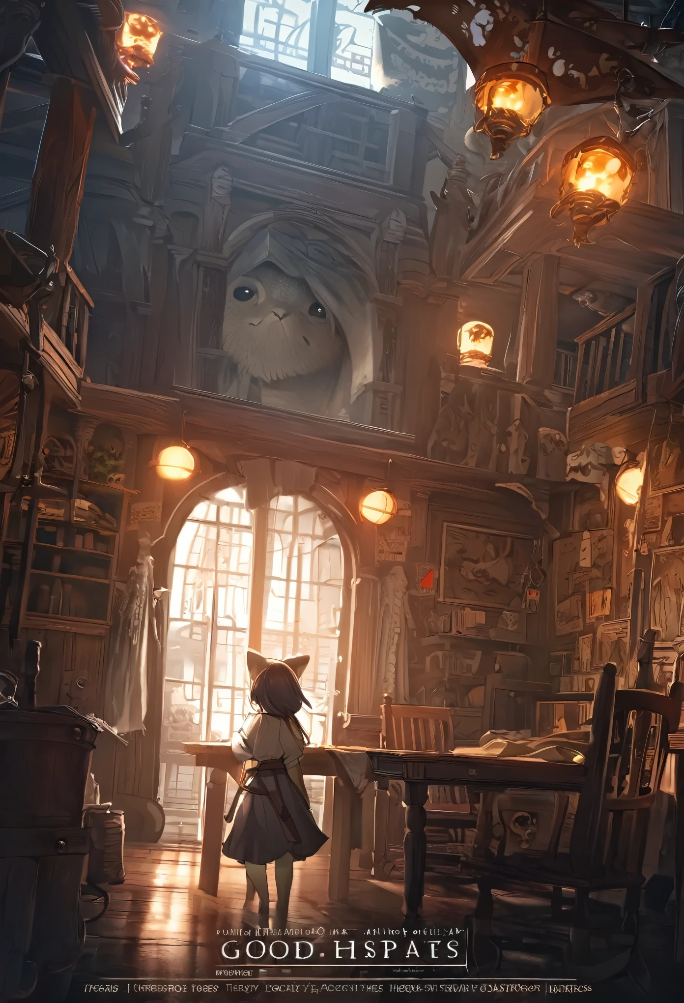 cover page, highres, top quality, best quality, paid reward available, unparalleled masterpiece, perfect artwork, absurdres, High-quality illustrations, super high resolution, detailed background, perfect anatomy(kemono, furry anthro, boy, girl)Hospitals with power outages, Spooky creatures, Pirate Ship, a pirate, good lighting, cinematic shadow,