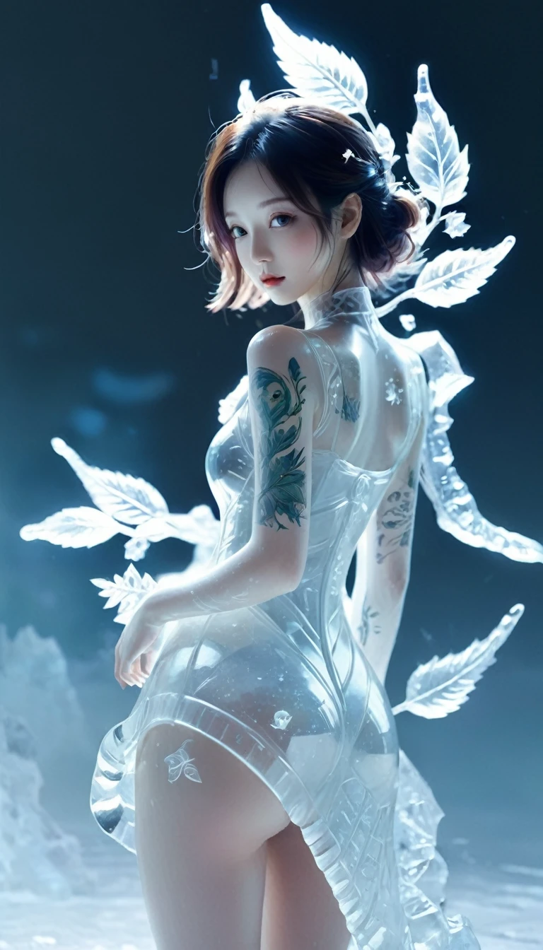 ,bail_ice_sculpture,A girl made of ice,Solitary,view,Slender,In winter,Set,
sketch,Minimalism,pencil drawing,Clear lines,(Double contact:1.5),Exquisite jewelry,In,(Upper thigh shot:1.3),full-body shot,Low angle shot,(Tattoo:1.3),Tyndall effect,Soft Focus,4K,High Dynamic Range,
[High Dynamic Range:0.9],Acid Chart,plant1girl,Fantasy Art,[Detailed and vivid face:0.33],[Outerwear dress:0.15],[Korean Pop:0.417],[Hip lift:0.4],masterpiece,(trash-polka Tattoos:1.4),(Translucent luminous body:1.3),simple design,Silhouette of a beautiful woman and a glowing,Shadow World,错综复杂的艺术品masterpiece,((White background 1.5)),
(sling:0.6),