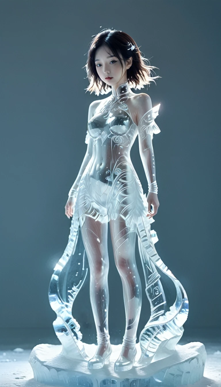 bail_ice_sculpture,A girl made of ice,Solitary,transparent,slim,In winter,Set,
sketch,Minimalism,pencil drawing,Clear lines,(Double contact:1.quisite ornaments,Kuinji,(Upper thigh shot:1.3),full-body shot,Low angle shot,(Tattoo:1.3),Tyndall effect,Soft Focus,4K,Human Development Report,
[Human Development Report:0.9],Acid Graphics,Plant 1girl,Fantasy Art,[Detailed and vivid face:0.33],[Outerwear dress:0.15],[Korean Pop:0.417],[:0.4],masterpiece,(trash-polka Tattoos:1.4),(Translucent luminous body:1.3),Simple design,Silhouette of a beautiful woman and a glowing,Shadow World,精妙绝伦的艺术masterpiece,((White background 1.5)),
(Suspenders:0.6),
