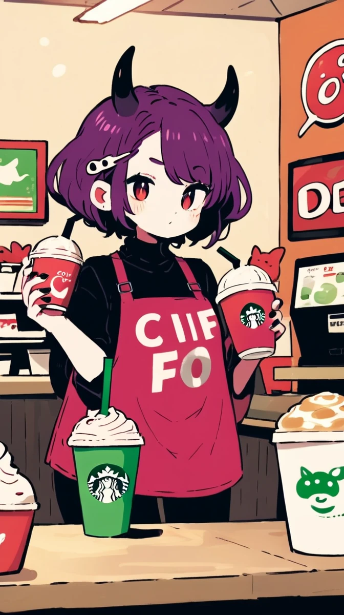 Devil from the jojos series buying a cafe at a Starbucks