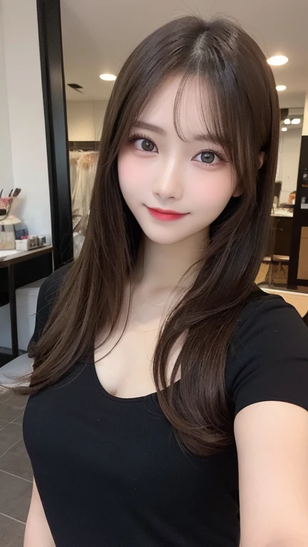 Tabletop, Highest quality, shape, Very detailed, finely, High resolution, 8k wallpaper, 完璧なダイナミックな構shape, Beautiful and exquisite, Nice spring clothes,Beautiful straight hair,Small breasts,Natural color lip, 20-year-old girl、cute、Always blur the background,Perfect and beautiful face,Beautiful and dense face、Slim face and figure,Big eyes、Putting on gal makeup,Actual Photos（Best image quality）、Sexy Face、Fashion model posing、Full Body Shot、smile、Change pose randomly、Randomly change the shooting angle and position、Summer fashion for women