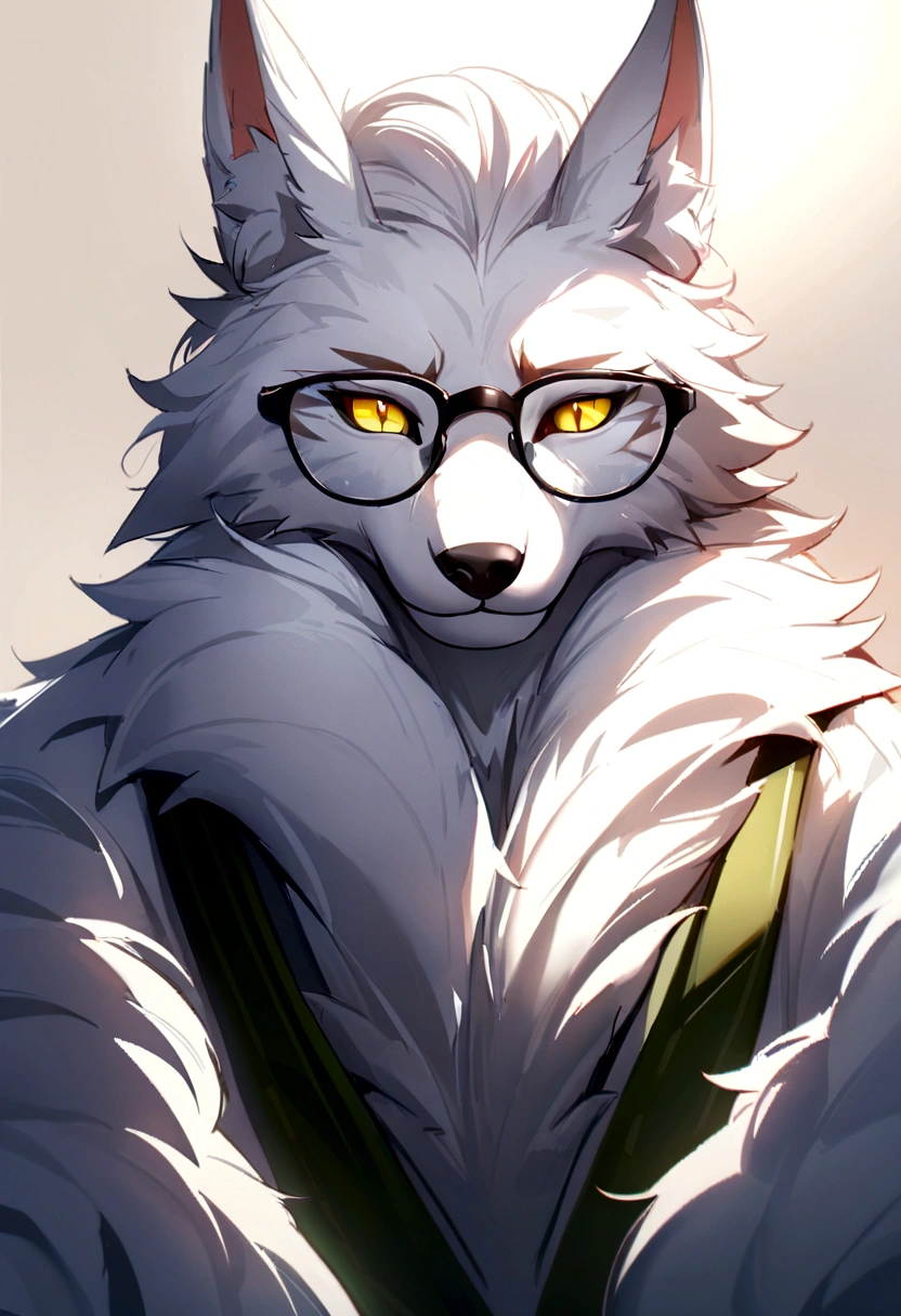 4k, high resolution, best quality, perfect colors, perfect shadows, perfect lighting, posted on e621, (by Chunie, by canyne khai, by t.y.starale), male, furry, Fox anthro, solo, white fur, Yellow eyes, glasses, (Realistic eye details 1.2), cultivator wear, Full body like, Slim body, V0id3nergy, Masterpiece, dramatic lighting, soft lighting, day, highly detail, Hair coiled, ((Bonifasko lighting)), (Detailed eyes), perfect pupils, detail eyes, detail fluffy fur, (seductive face:1.2), fit body, Looking at the camera,, fit body, perfect male figure, Detailed fur, Detailed face, Perfect face, Detailed background, (Complex), (Super Detail), (Ultra Clear), (Best Quality full body,macro,micro