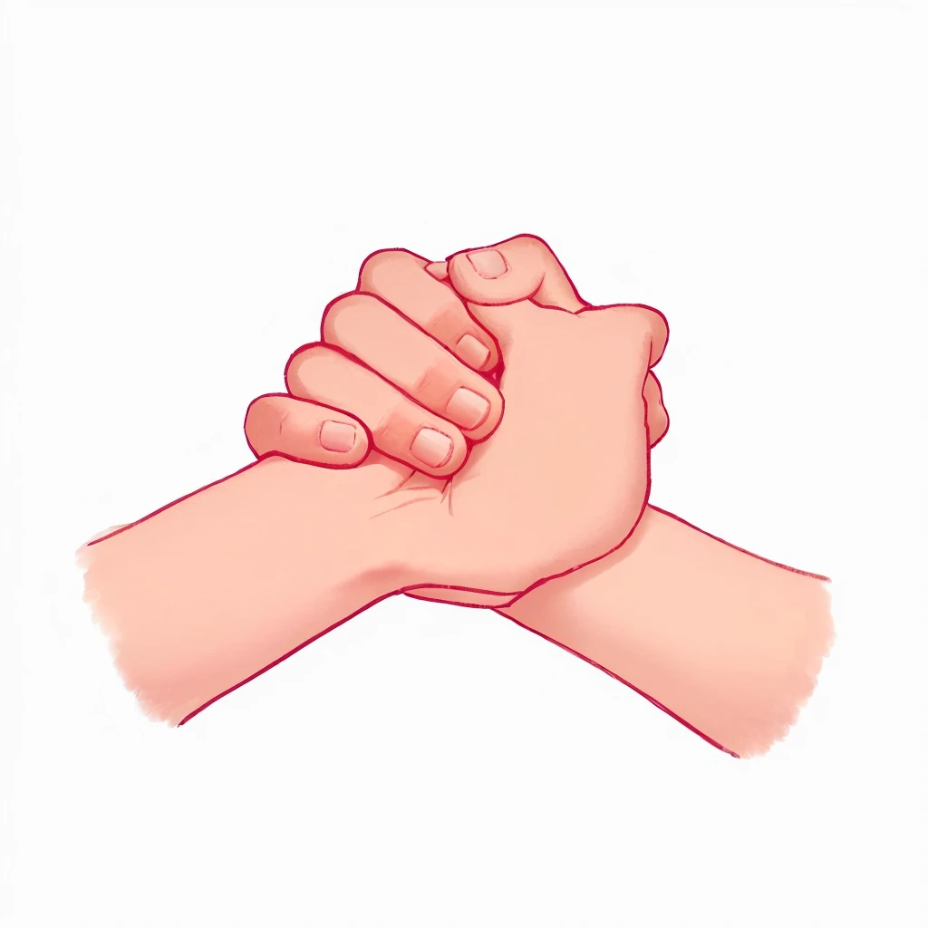 Illustration of two hands touching fists, 手Holding Hands, Holding Hands, Hands together, Fingers crossed, Holding Handss, Holding hands, Handshake, Holdings on hand, Hand Painted, Blessing Hands, gesture, Use your hands instead of your face, Woman's hands, Squeeze your hands, solemn gesture, Simple Hands, Normal hand,C4D Model,Casual game style,Game concept art style,Clarity的体积感,Clarity,Refuse to be vague,Clarity,masterpiece,High Saturation,High Saturation,Rich in details,High-resolution details,8K
