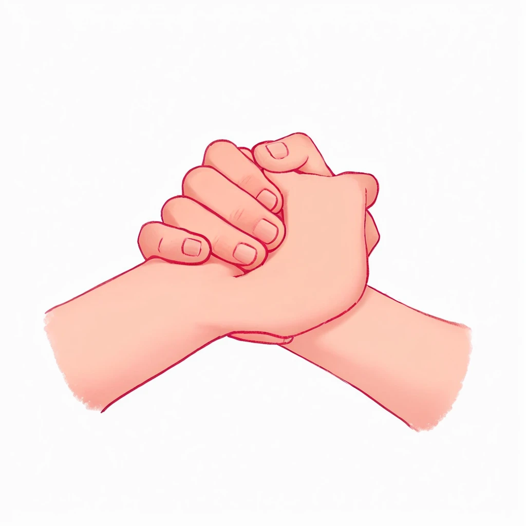 Illustration of two hands touching fists, 手Holding Hands, Holding Hands, Hands together, Fingers crossed, Holding Handss, Holding hands, Handshake, Holdings on hand, Hand Painted, Blessing Hands, gesture, Use your hands instead of your face, Woman's hands, Squeeze your hands, solemn gesture, Simple Hands, Normal hand,C4D Model,Casual game style,Game concept art style,Clarity的体积感,Clarity,Refuse to be vague,Clarity,masterpiece,High Saturation,High Saturation,Rich in details,High-resolution details,8K