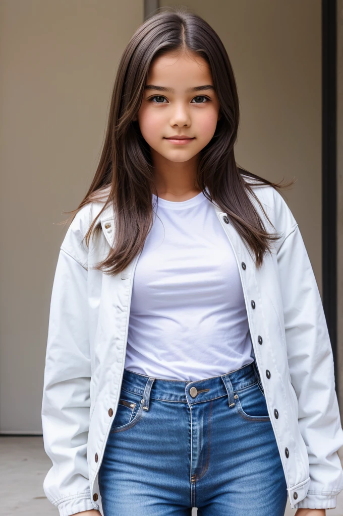 cute smart girl wearing a jeans and white tshirt and jacket