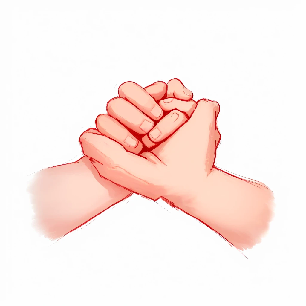 Illustration of two hands touching fists, 手Holding Hands, Holding Hands, Hands together, Fingers crossed, Holding Handss, Holding hands, Handshake, Holdings on hand, Hand Painted, Blessing Hands, gesture, Use your hands instead of your face, Woman's hands, Squeeze your hands, solemn gesture, Simple Hands, Normal hand,C4D Model,Casual game style,Game concept art style,Clarity的体积感,Clarity,Refuse to be vague,Clarity,masterpiece,High Saturation,High Saturation,Rich in details,High-resolution details,8K