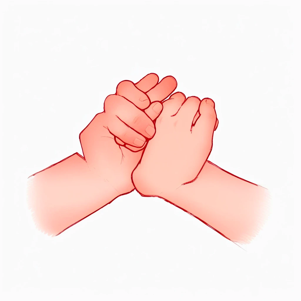 Illustration of two hands touching fists, 手Holding Hands, Holding Hands, Hands together, Fingers crossed, Holding Handss, Holding hands, Handshake, Holdings on hand, Hand Painted, Blessing Hands, gesture, Use your hands instead of your face, Woman&#39;s hands, Squeeze your hands, solemn gesture, Simple Hands, Normal hand,C4D Model，Casual game style，Game concept art style，Clarity的体积感，Clarity，Refuse to be vague，Clarity，masterpiece，High Saturation，High Saturation，Rich in details，High-resolution details，8K