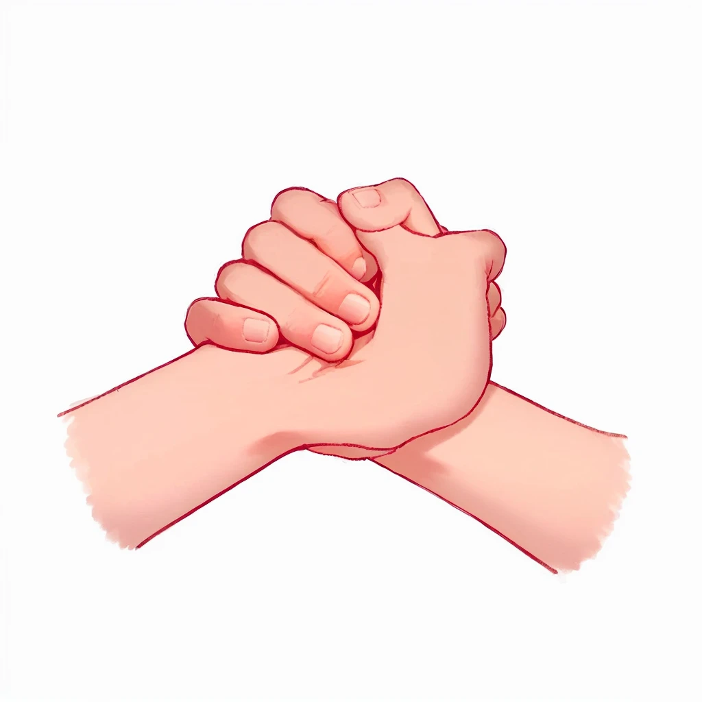 Illustration of two hands touching fists, 手Holding Hands, Holding Hands, Hands together, Fingers crossed, Holding Handss, Holding hands, Handshake, Holdings on hand, Hand Painted, Blessing Hands, gesture, Use your hands instead of your face, Woman's hands, Squeeze your hands, solemn gesture, Simple Hands, Normal hand,C4D Model,Casual game style,Game concept art style,Clarity的体积感,Clarity,Refuse to be vague,Clarity,masterpiece,High Saturation,High Saturation,Rich in details,High-resolution details,8K