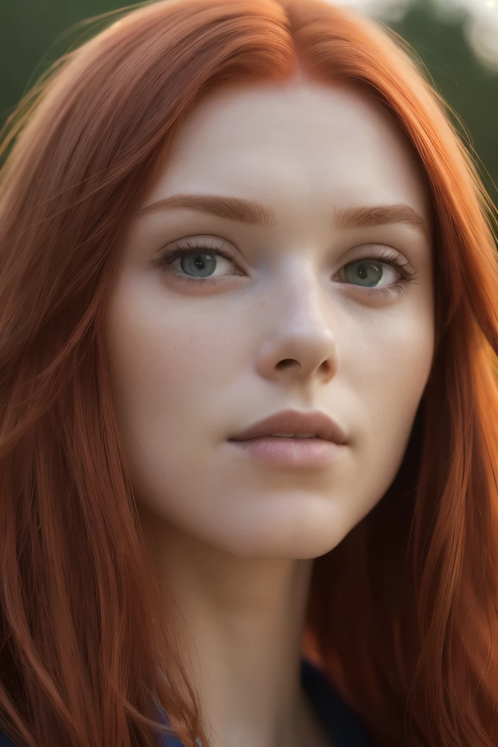 closeup headshot of S138_EllaHughes, a beautiful red-haired woman, (dusk:1.1), (8k, RAW photo, best quality, depth of field, ultra high res:1.2), (absurdres, intricate, photorealistic, masterpiece, ultra-detailed:1.3)
