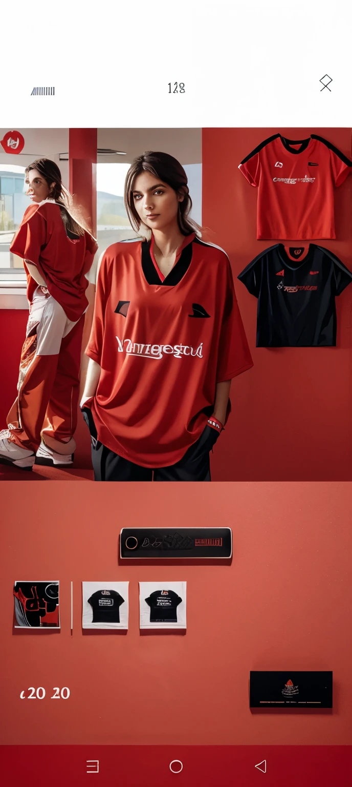 Red sports shirt with black trim