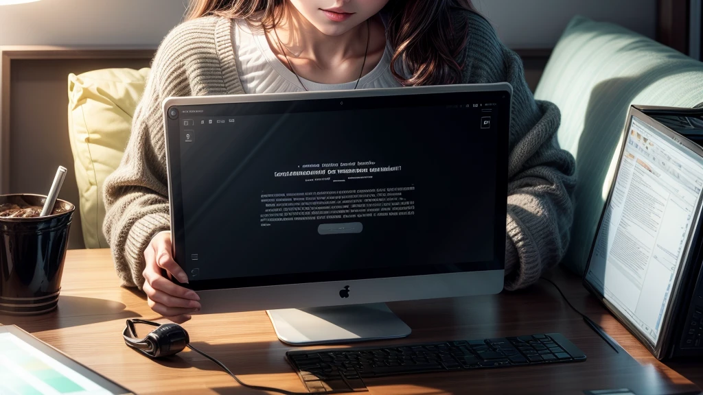 Computer screen,(An email:1.5),Technology,Warm light