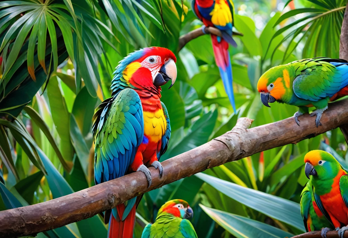 there is a colourful bird sitting on a branch in a tree, very colourful, rare jungle bird, Kuntilanak in a tree, colourful, colourful plumage,, parrot, tropical birds, painted with lots of colour, colourful bird with long, bright, on a branch, sat in a tree, colourful birds, colourful