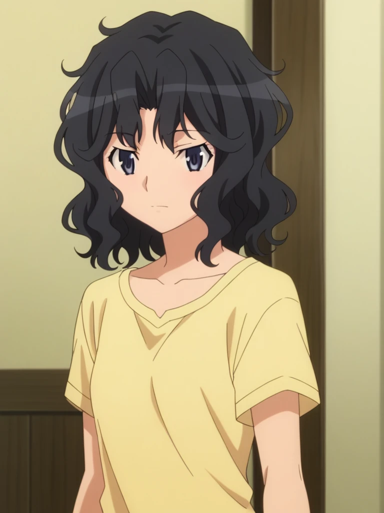 score_9, score_8_superior, score_7_superior, sauce_anime,masterpiece,Highest quality,High resolution,Absurd,Official Art,Official Style,sauce_anime,anime screencap,anime coloring,Megami Magazine,anime,anime,Explicit,
View your viewers,alone, Face Focus,
Black Hair, Iris, Messy Hair, Wavy Hair, short hair, Medium chest