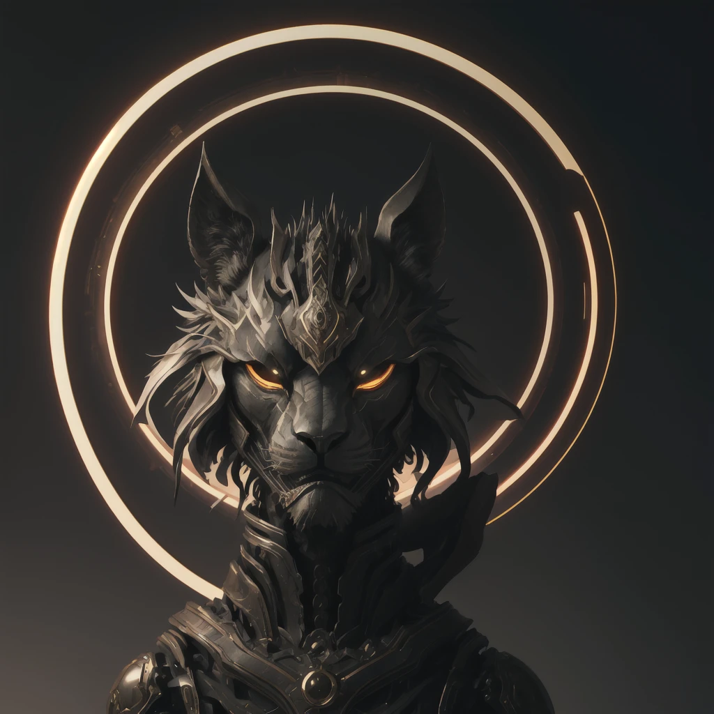 Design art black Lion head (“the endless circle of light”)
