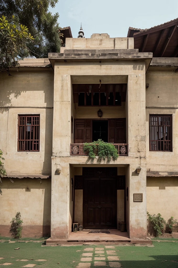 Generate a photo of Indian homes during World war one with Indian flags