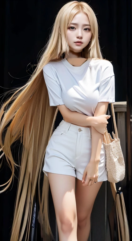 Big Breasts, Casual clothing style, ( ( White, 2020 Fashion, Short sleeve, Wear Fisherman&#39;s 🧥, Extra Large, cute casual Streetwear, korean female fashion model, Trends with r/Streetwear, she is wearing Streetwear, 薄White, woman in Streetwear, young woman