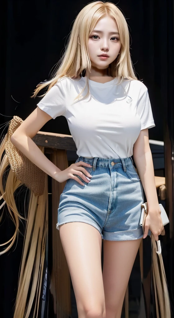 Big Breasts, Casual clothing style, ( ( White, 2020 Fashion, Short sleeve, Wear Fisherman's 🧥, Extra Large, cute casual Streetwear, korean female fashion model, Trends with r/Streetwear, she is wearing Streetwear, 薄White, woman in Streetwear, young woman