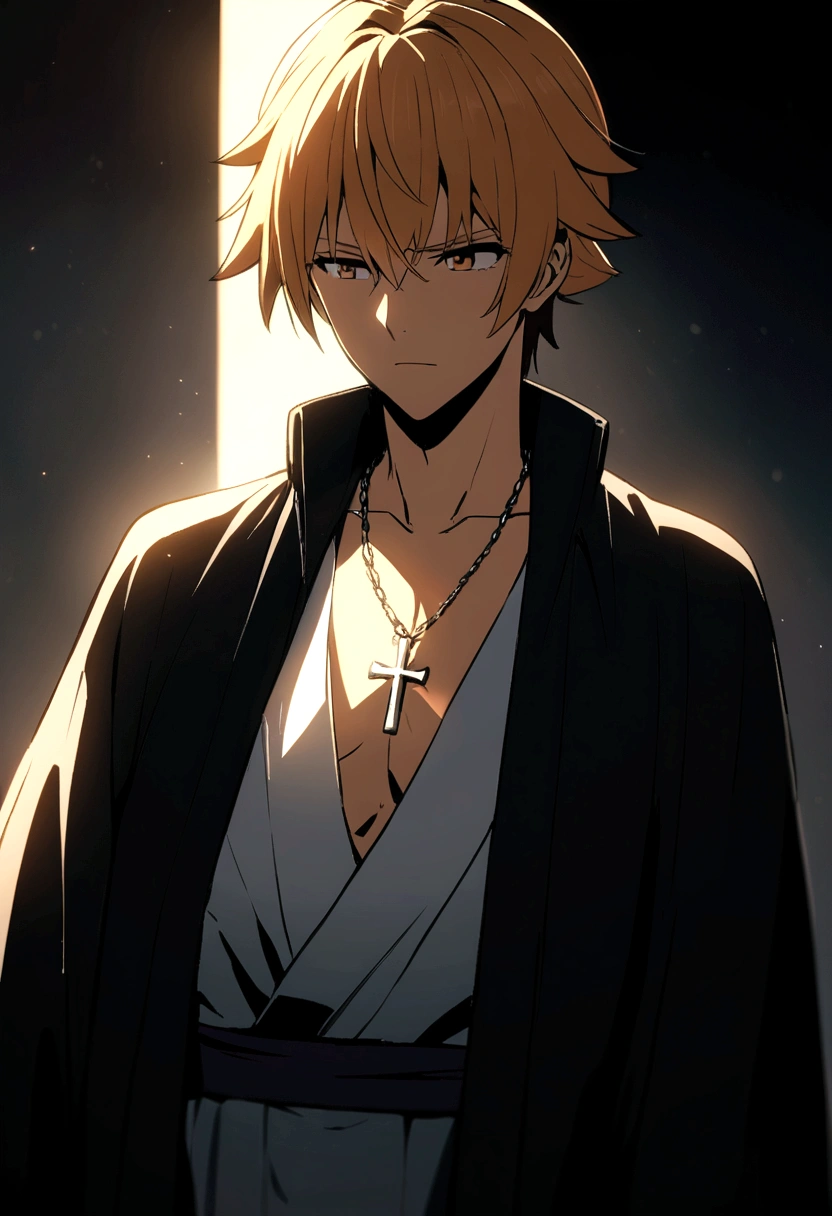 Hosokawa Gracia Japanese kimono anime style cross necklace on chest