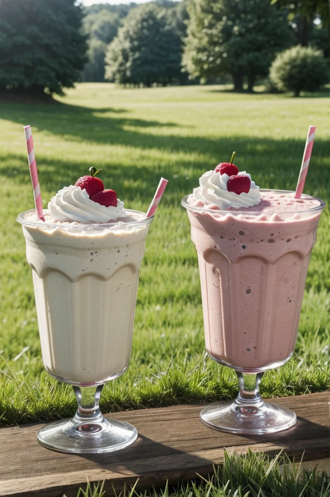 *Sonic and Kirby enjoy their milkshakes as they continue exploring the meadow together.*